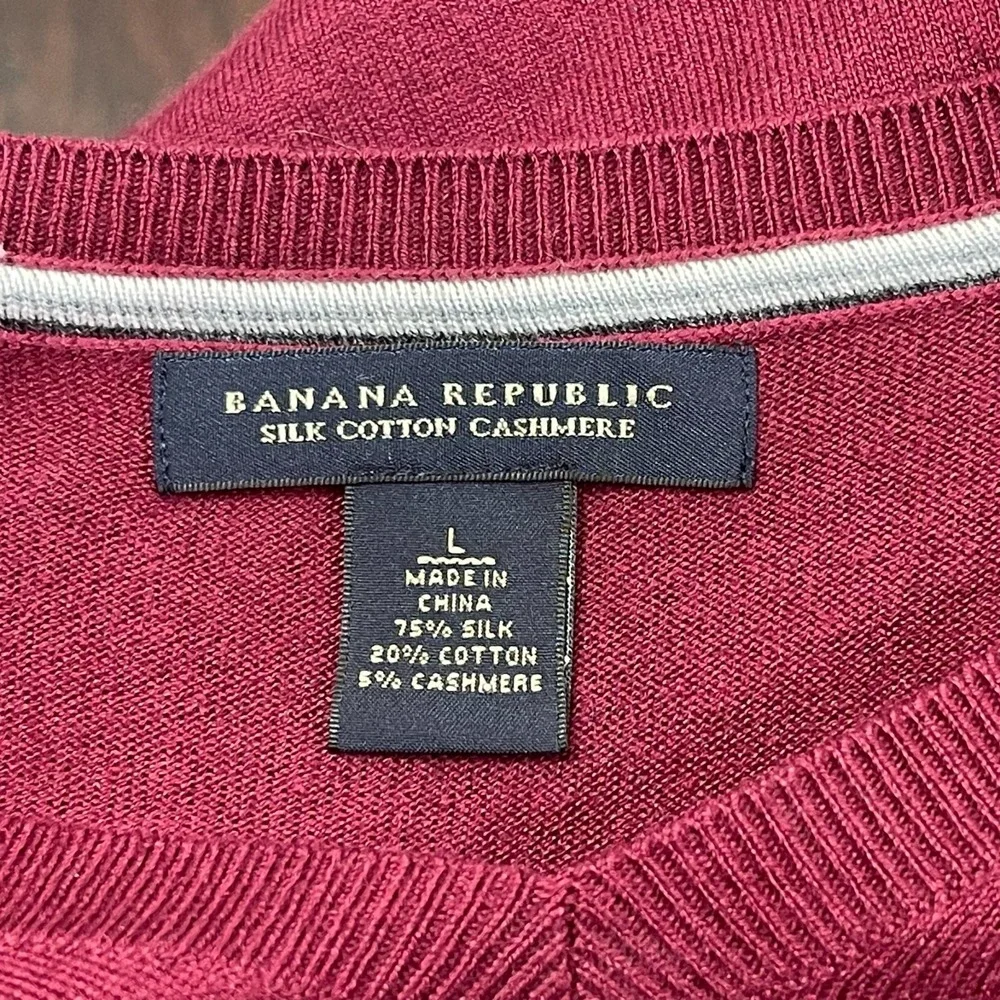 Banana Republic Cotton Silk Cashmere V Neck Sweater Mens Large Maroon